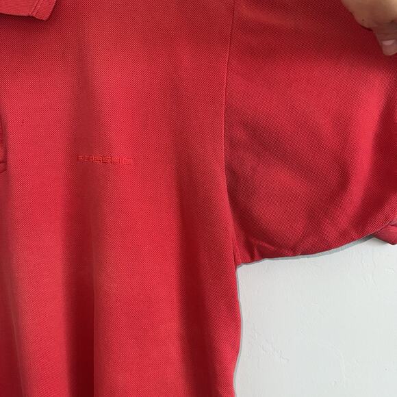 VINTAGE Porsche Polo Short Sleeve Shirt Red Embroidered Logo Mens L READ DESCRIP - Picture 9 of 11